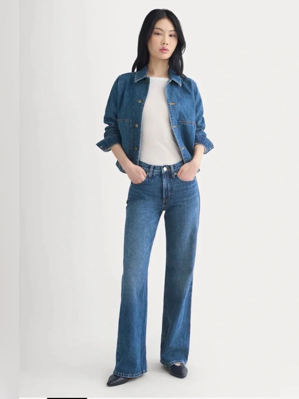 New Everlane RELAXED MID-RISE BOOTCUT JEAN DARK INDIGO Size 30